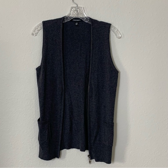 FOXCROFT Knit Zip Up Vest with Pockets Merino Wool Sleeveless size Small Gray - Picture 7 of 10